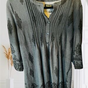 Reborn J Pleated Front Tunic Top | Size L | NWT